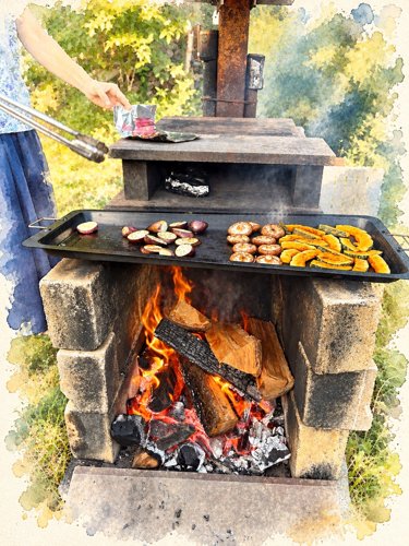 かまどの火を囲む、BBQの時間