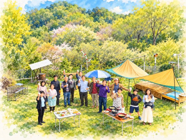 緑に囲まれたBBQの集まり