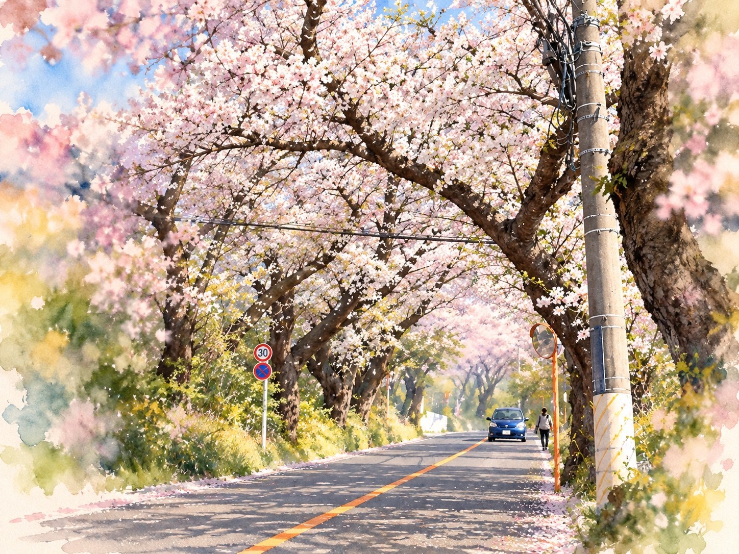 湘南平の満開の桜並木